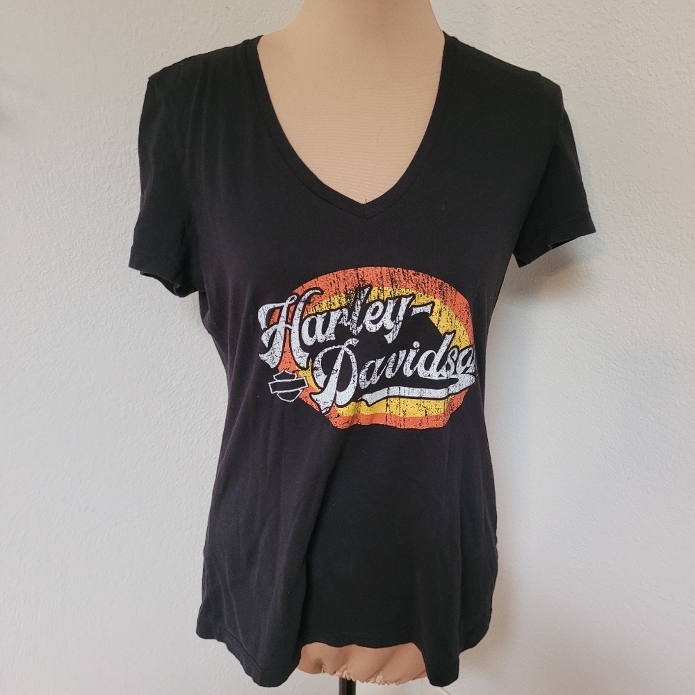 Harley-Davidson Women's Black V-Neck Top